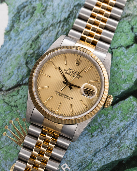 Datejust 16233 Steel & Yellow Gold Tapestry Dial Jubilee 36mm