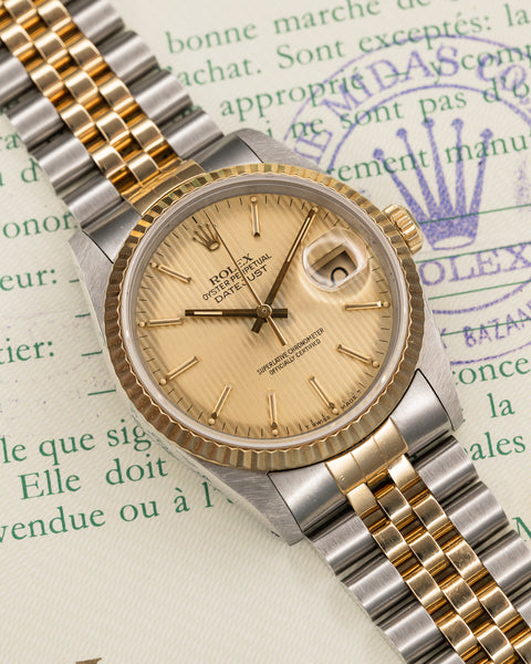 Datejust 16233 Steel & Yellow Gold Tapestry Dial Jubilee 36mm