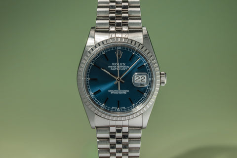 Datejust 16220 Blue Dial Jubilee Steel 36mm