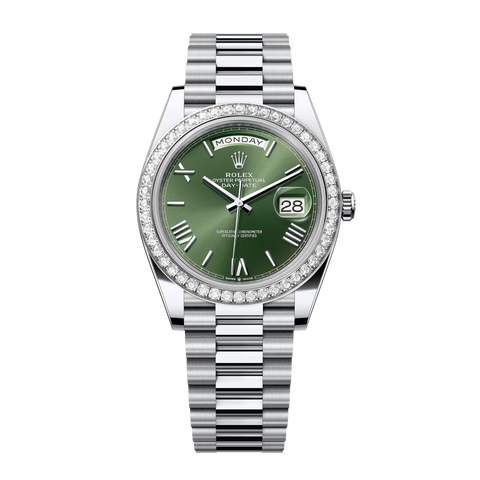 Day-Date President 228206 Platinum Olive Green Dial 40mm