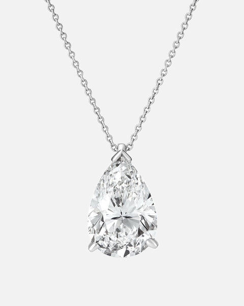 3.49 Carat Pear Natural Diamond Pendant Necklace